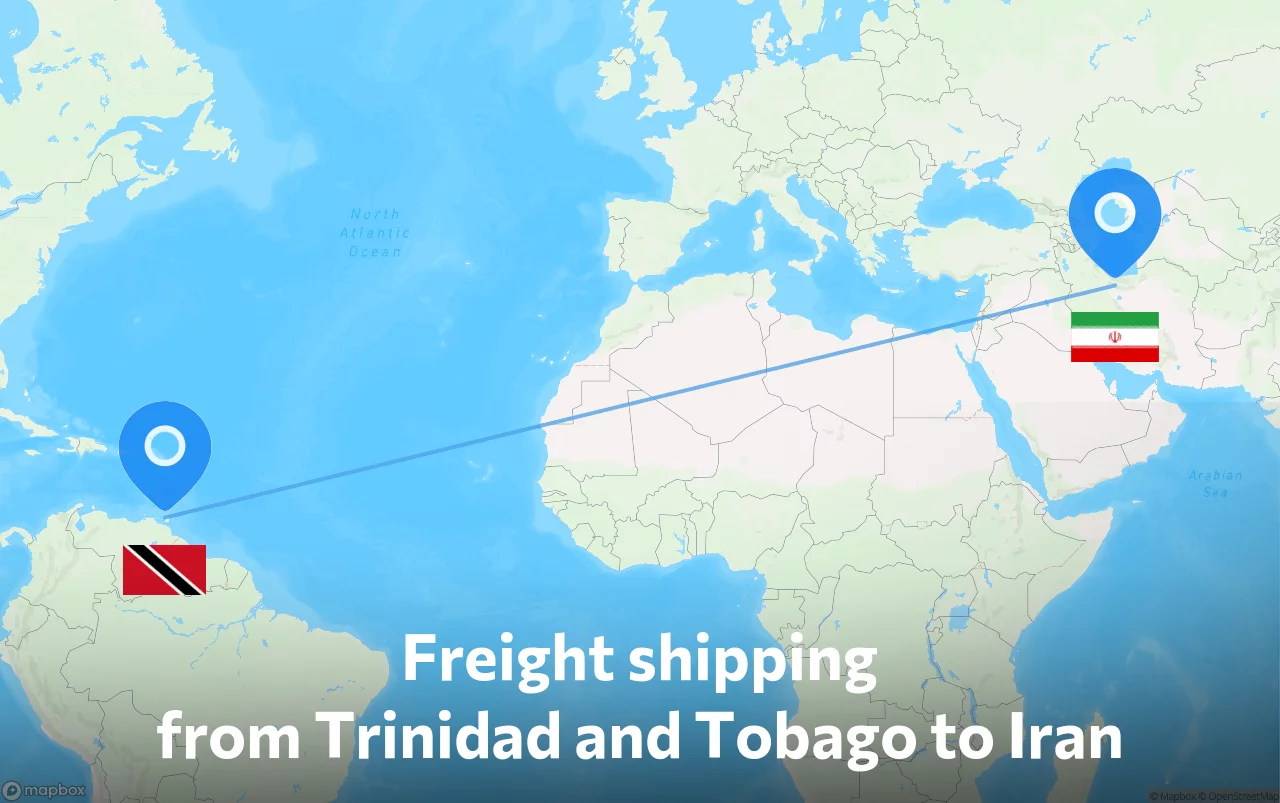 Shipping route from Trinidad and Tobago to Iran