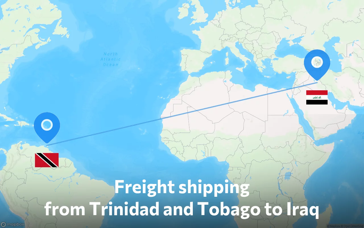 Shipping route from Trinidad and Tobago to Iraq