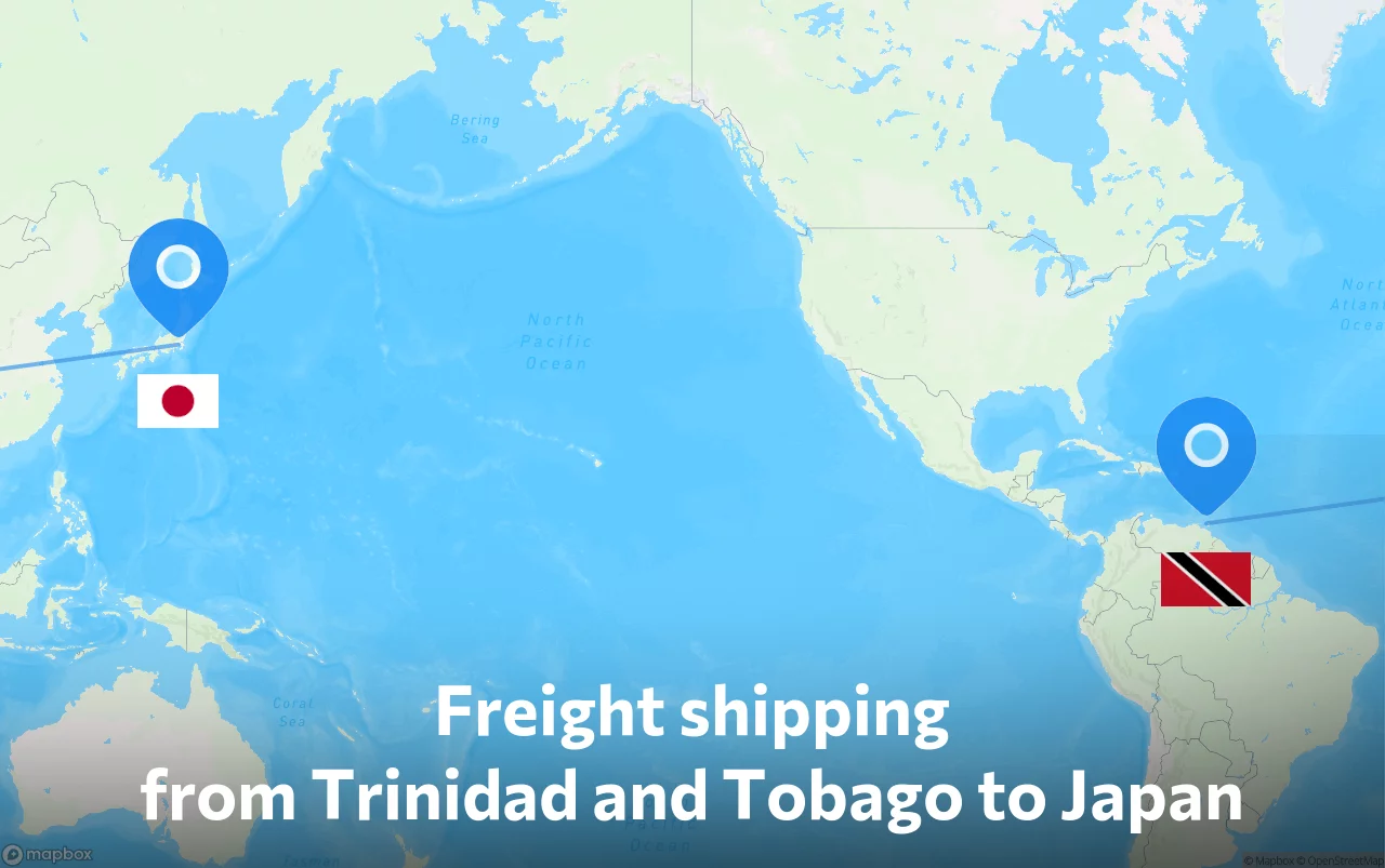 Shipping route from Trinidad and Tobago to Japan