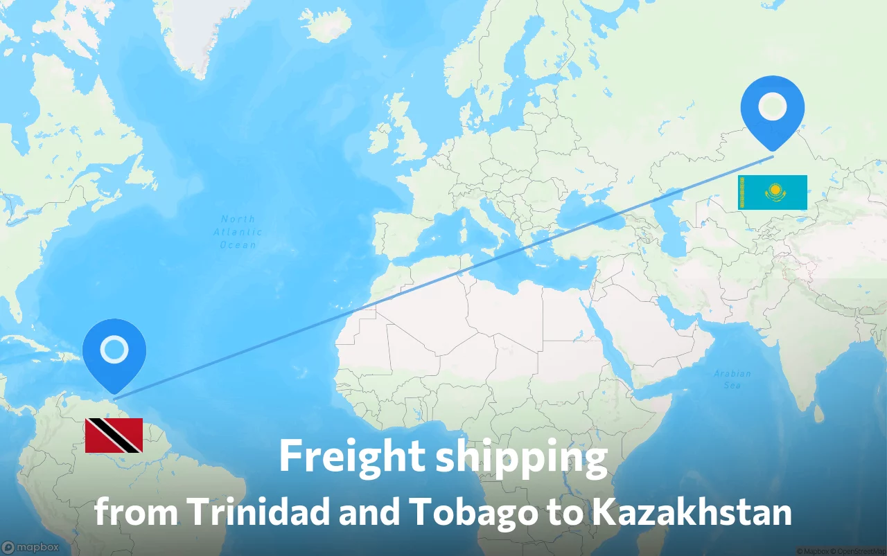 Shipping route from Trinidad and Tobago to Kazakhstan