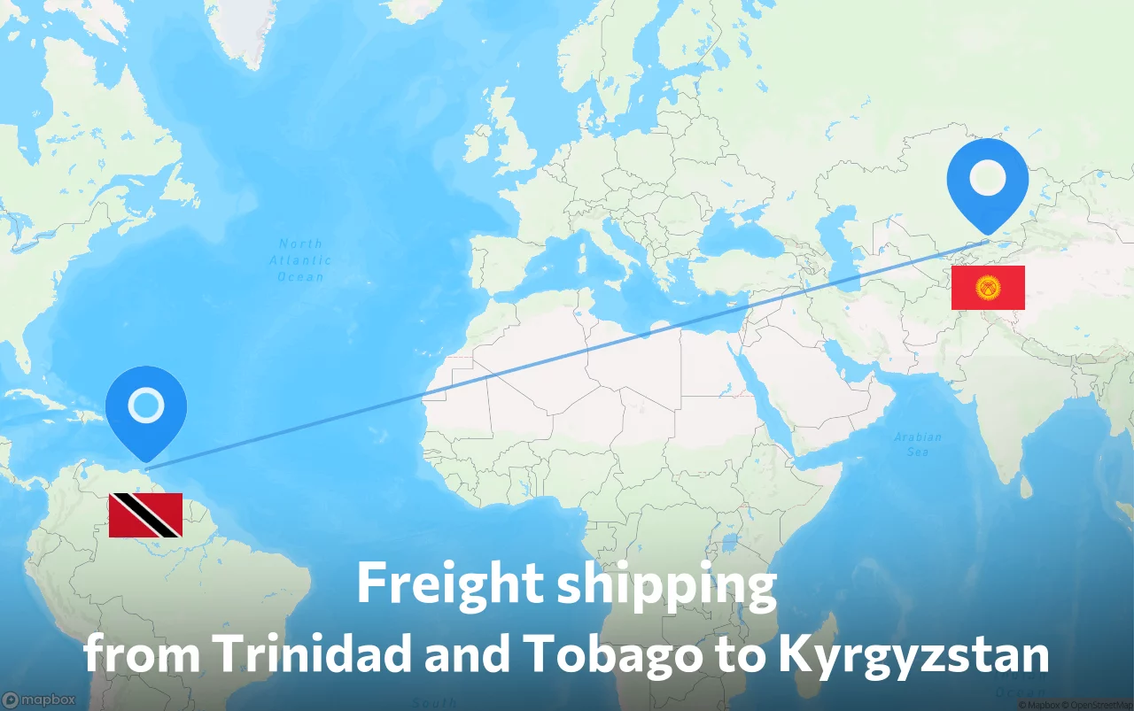 Shipping route from Trinidad and Tobago to Kyrgyzstan