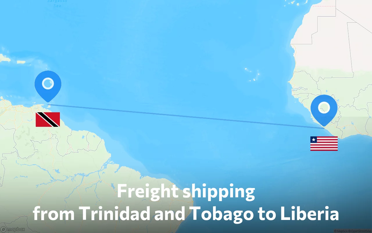 Shipping route from Trinidad and Tobago to Liberia