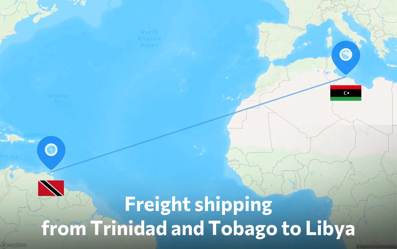 Shipping route from Trinidad and Tobago to Libya