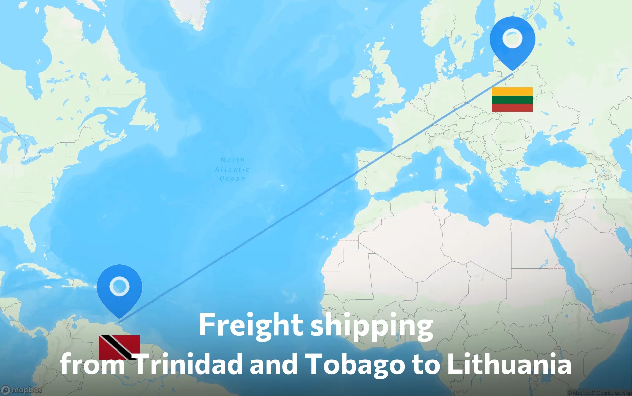 Shipping route from Trinidad and Tobago to Lithuania