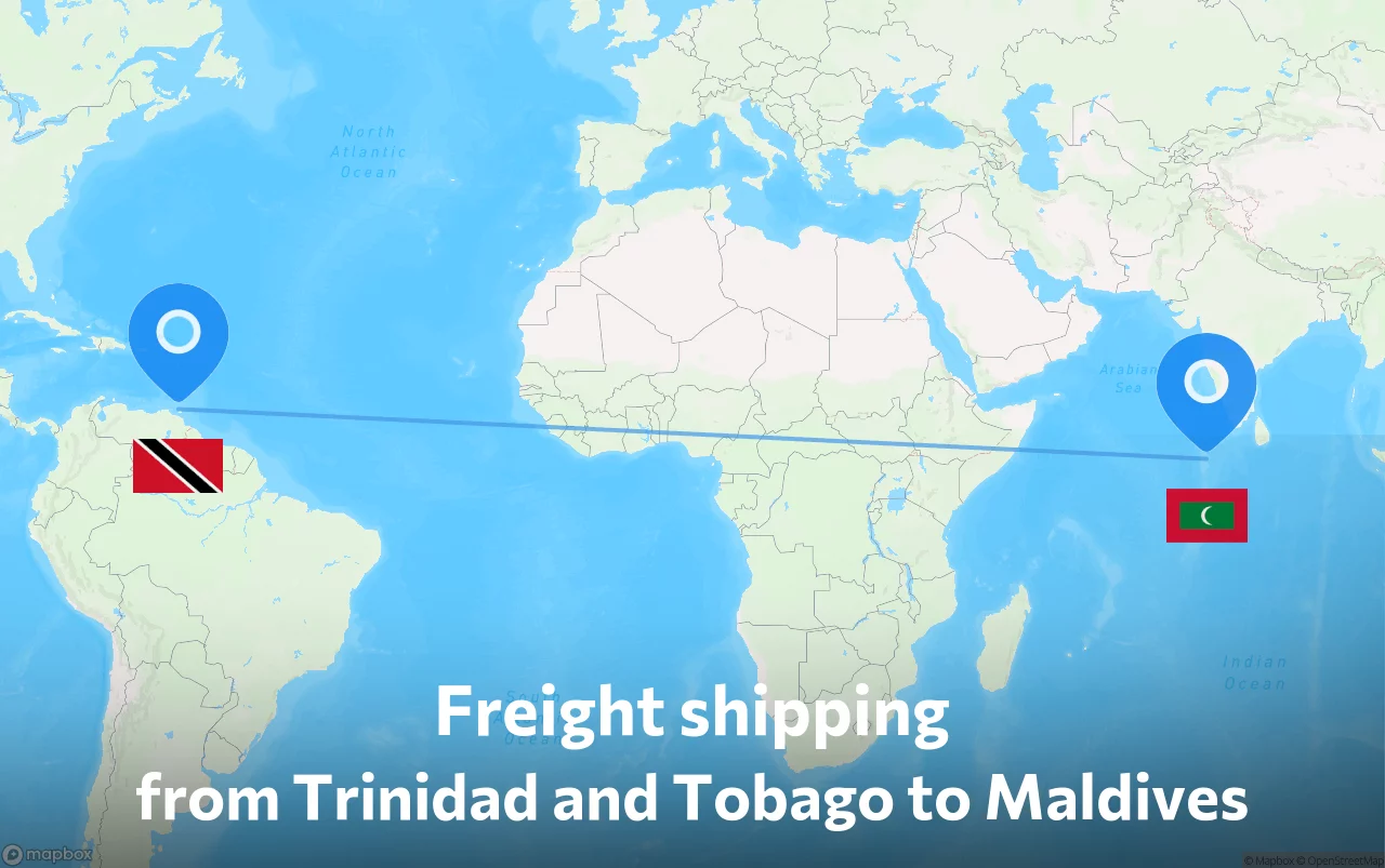 Shipping route from Trinidad and Tobago to Maldives
