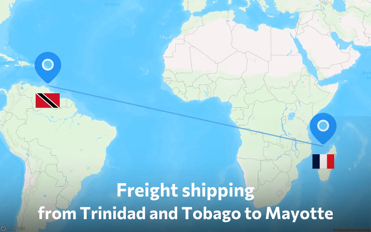 Shipping route from Trinidad and Tobago to Mayotte