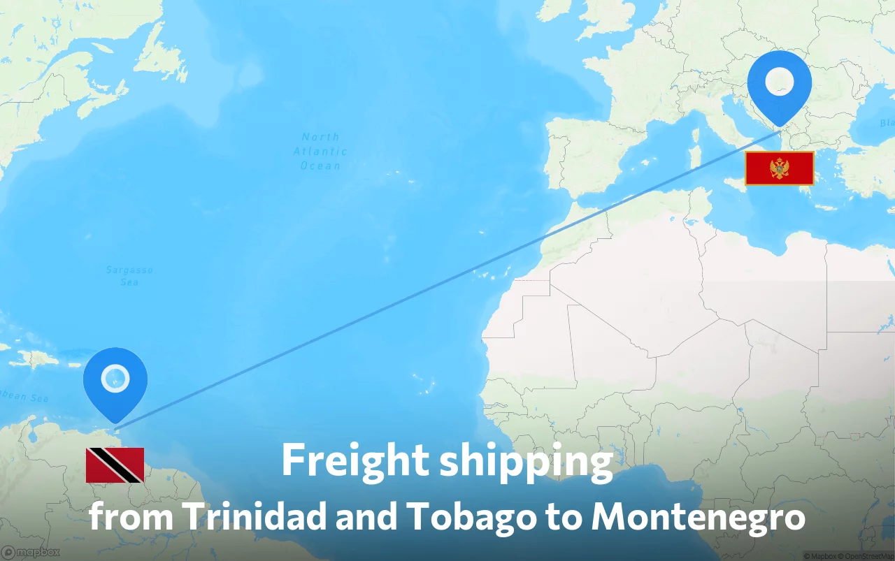Shipping route from Trinidad and Tobago to Montenegro