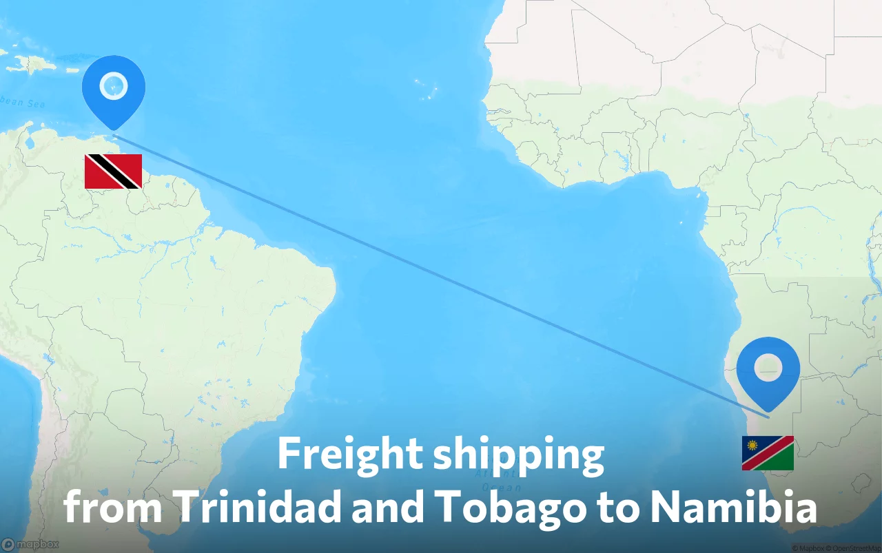 Shipping route from Trinidad and Tobago to Namibia