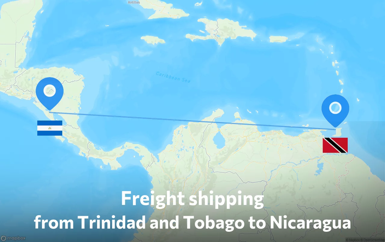 Shipping route from Trinidad and Tobago to Nicaragua