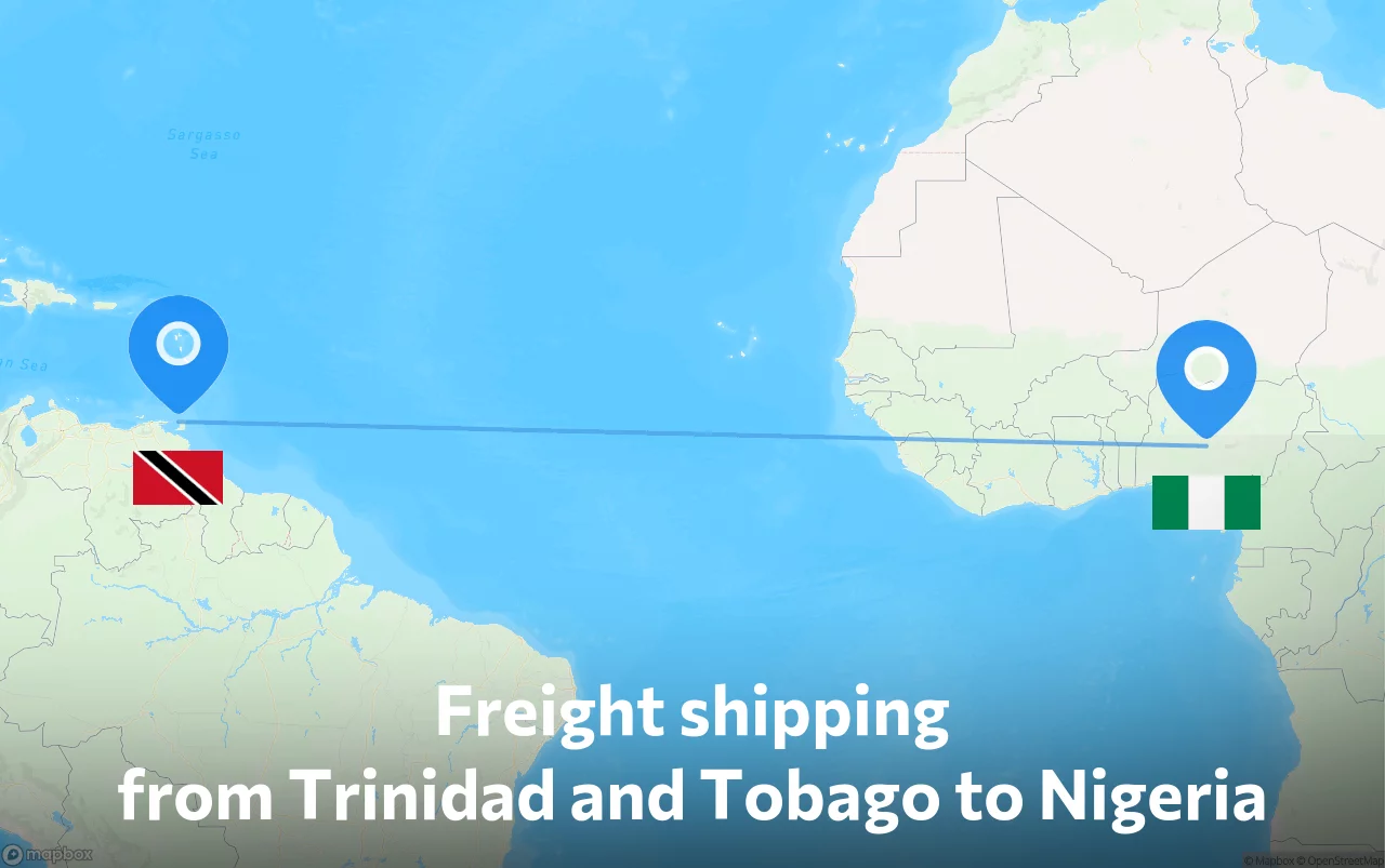 Shipping route from Trinidad and Tobago to Nigeria
