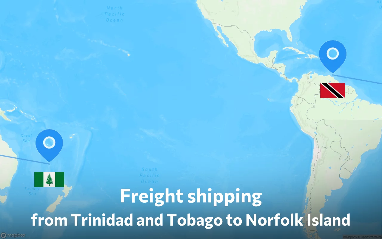 Shipping route from Trinidad and Tobago to Norfolk Island