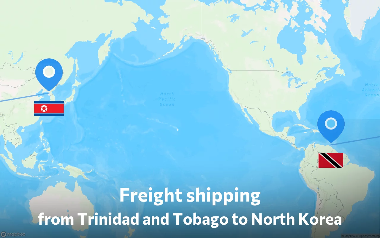 Shipping route from Trinidad and Tobago to North Korea