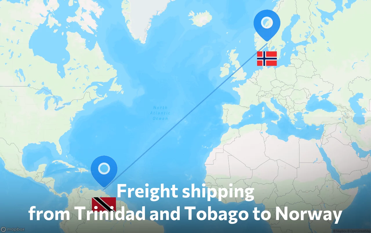 Shipping route from Trinidad and Tobago to Norway
