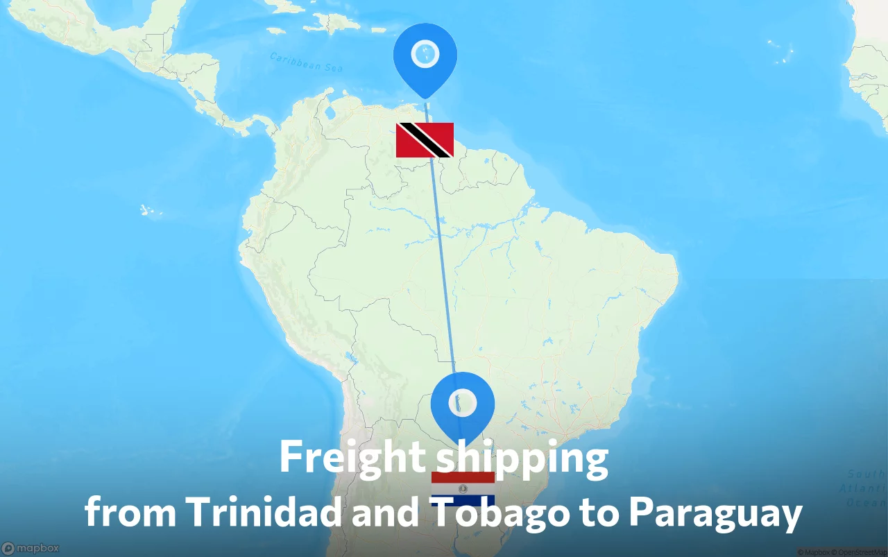 Shipping route from Trinidad and Tobago to Paraguay