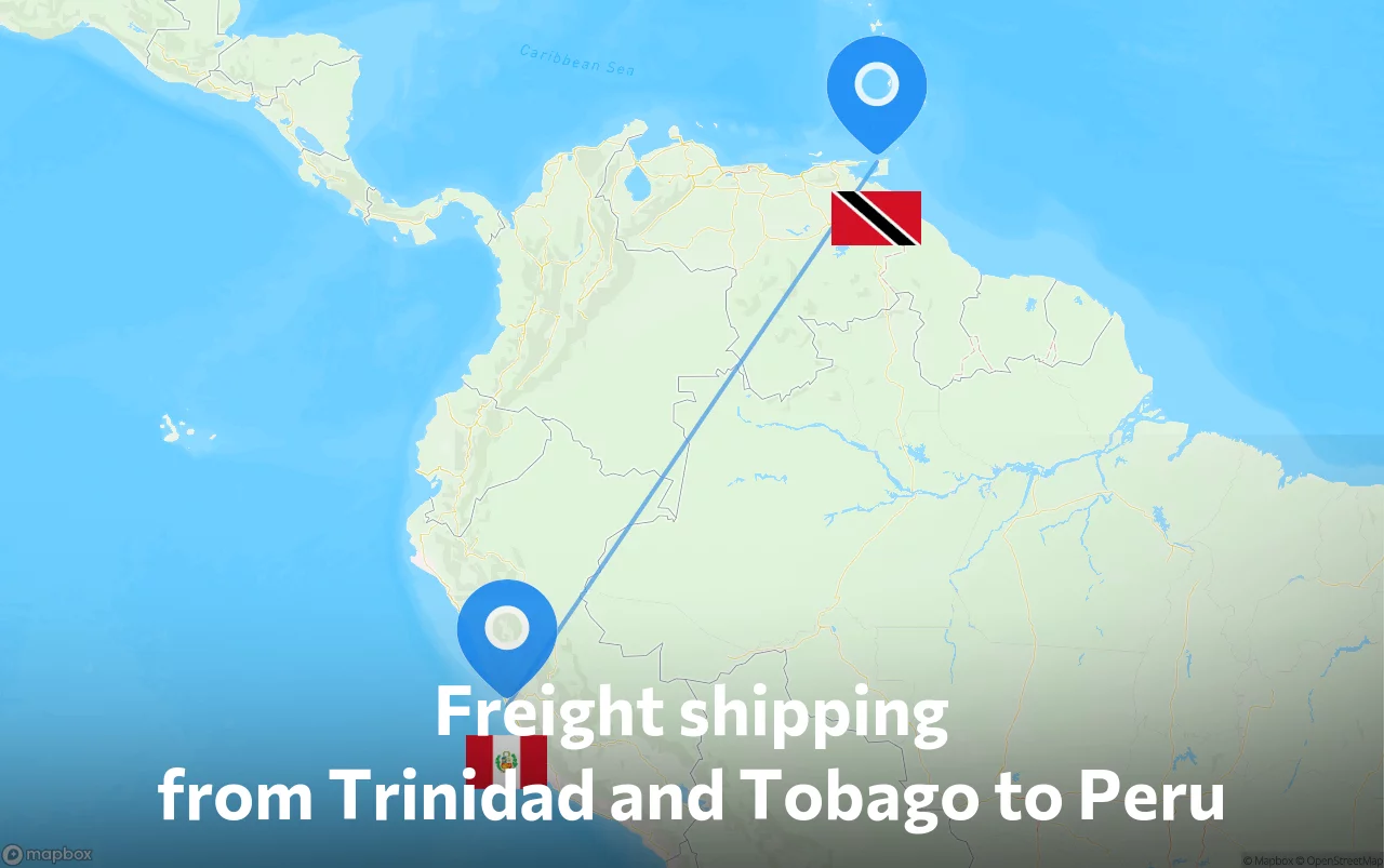 Shipping route from Trinidad and Tobago to Peru