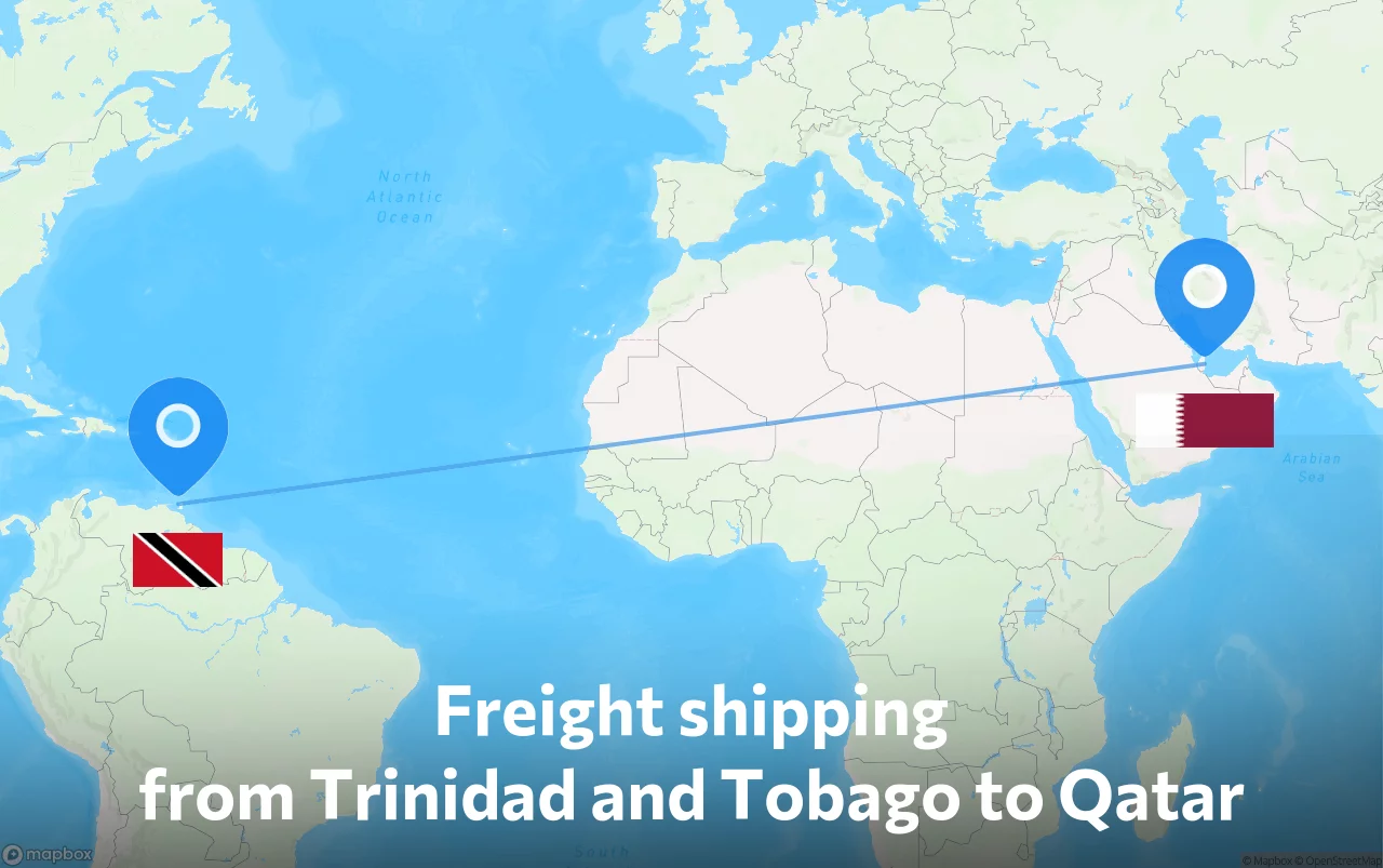 Shipping route from Trinidad and Tobago to Qatar