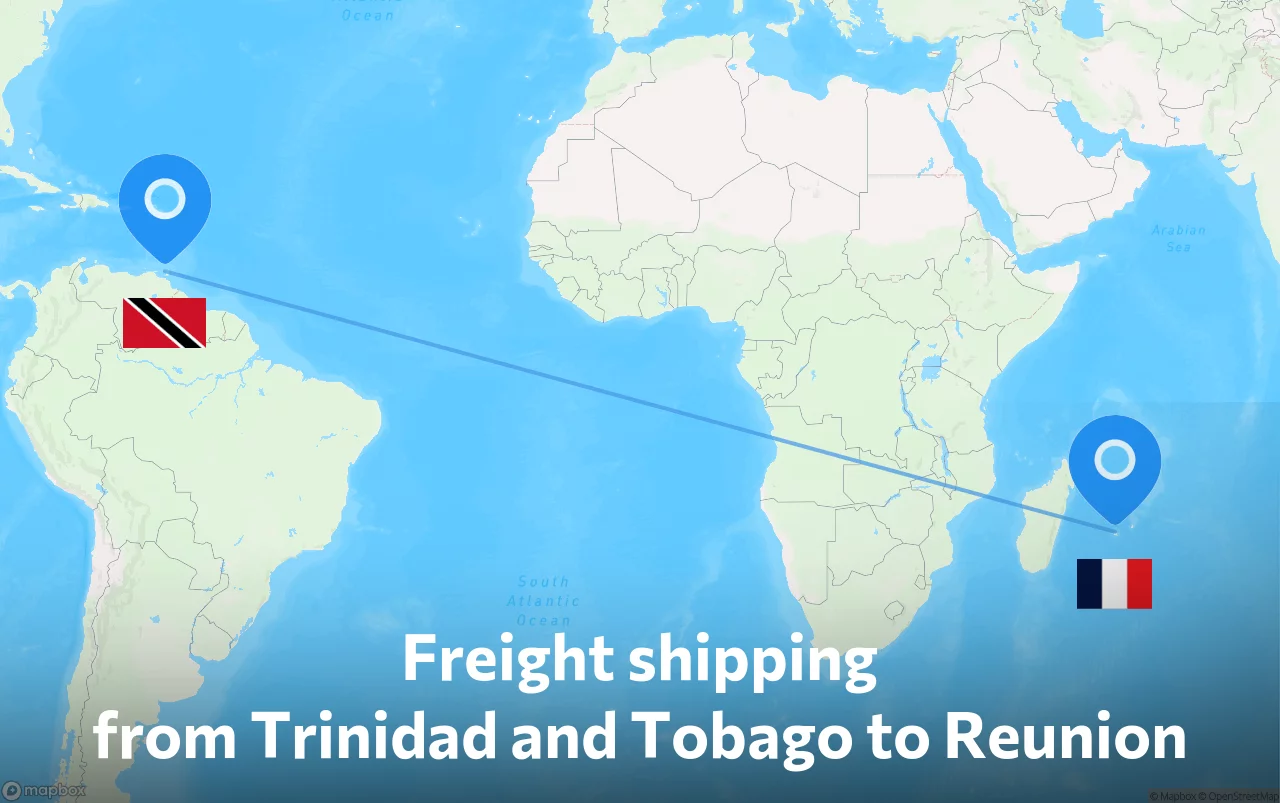 Shipping route from Trinidad and Tobago to Reunion