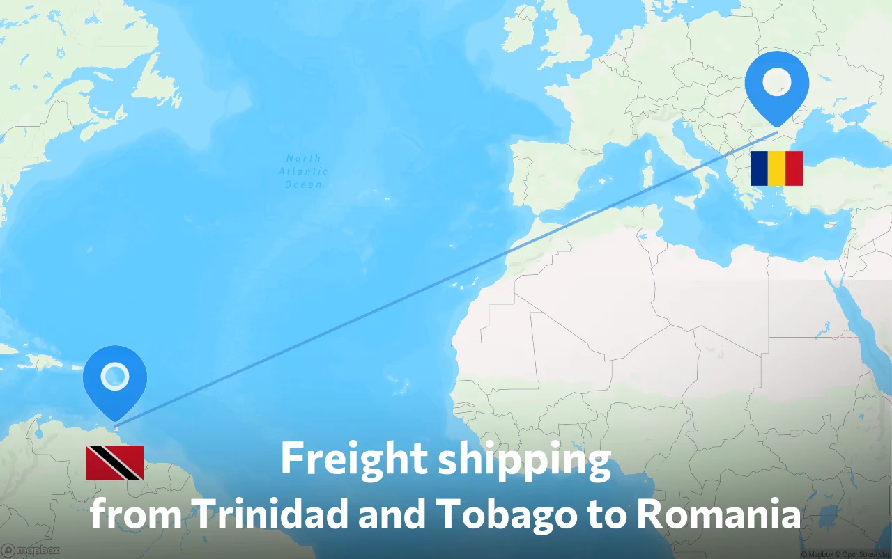 Shipping route from Trinidad and Tobago to Romania