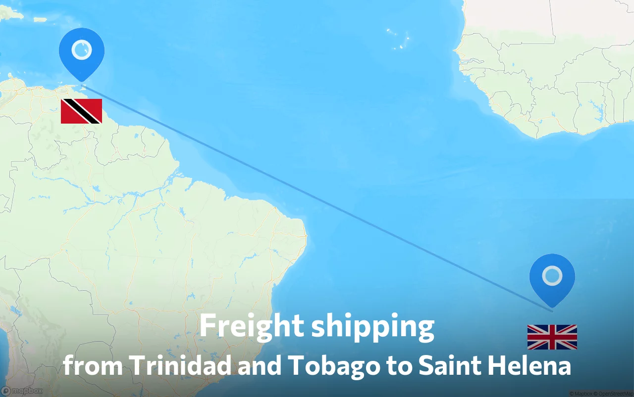 Shipping route from Trinidad and Tobago to Saint Helena