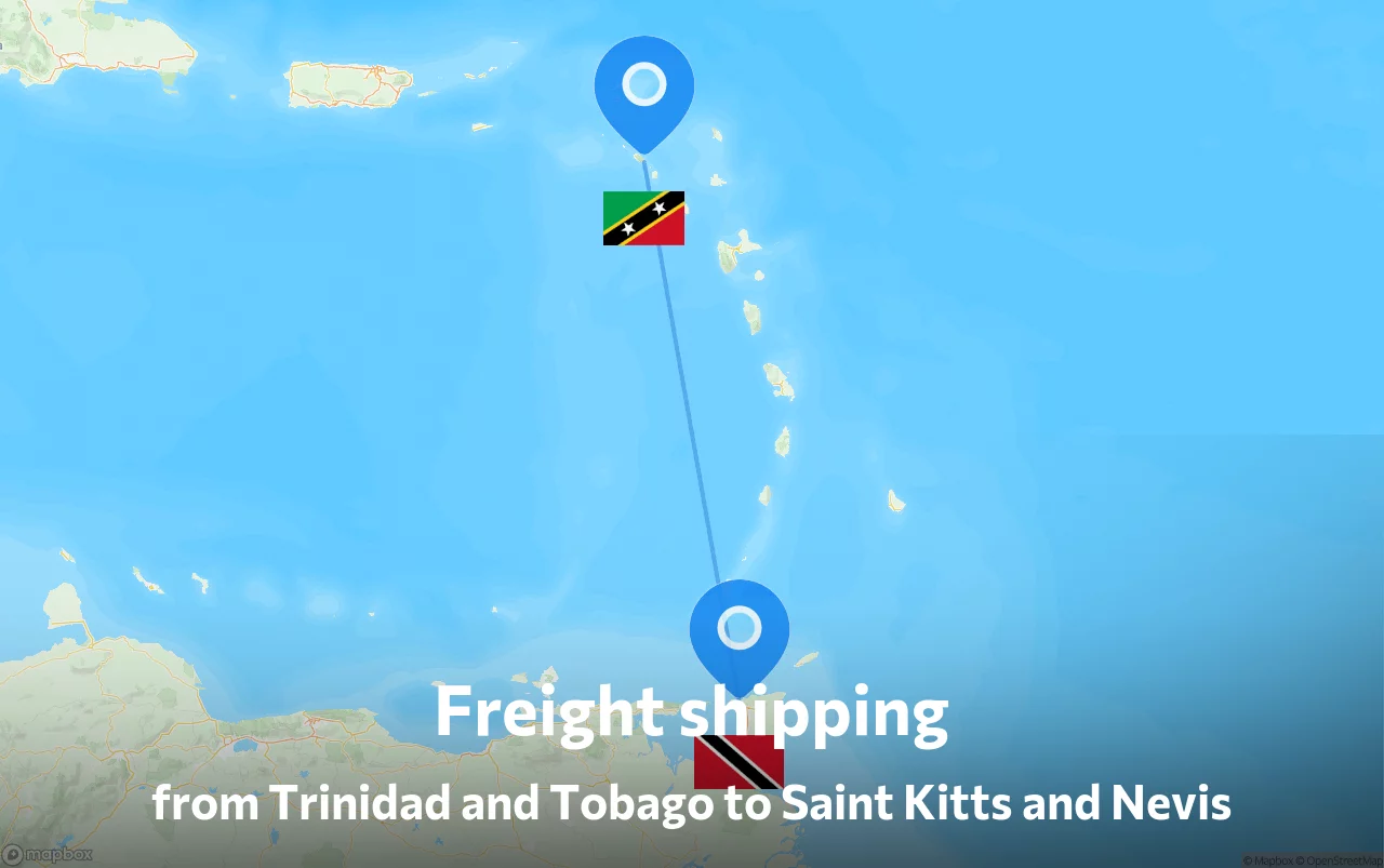 Shipping route from Trinidad and Tobago to Saint Kitts and Nevis