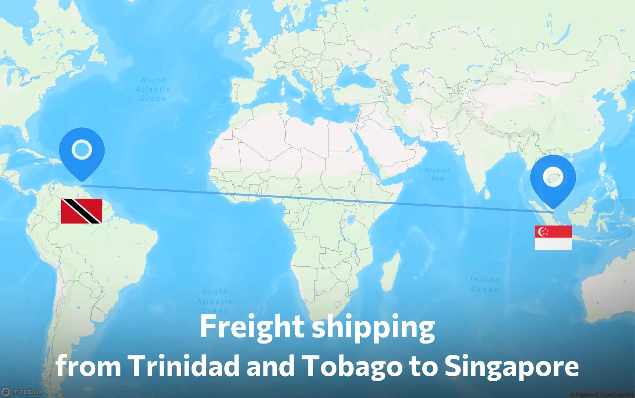 Shipping route from Trinidad and Tobago to Singapore