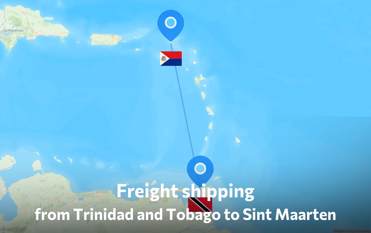 Shipping route from Trinidad and Tobago to Sint Maarten