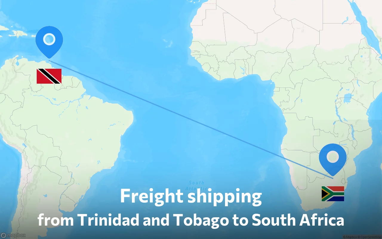 Shipping route from Trinidad and Tobago to South Africa