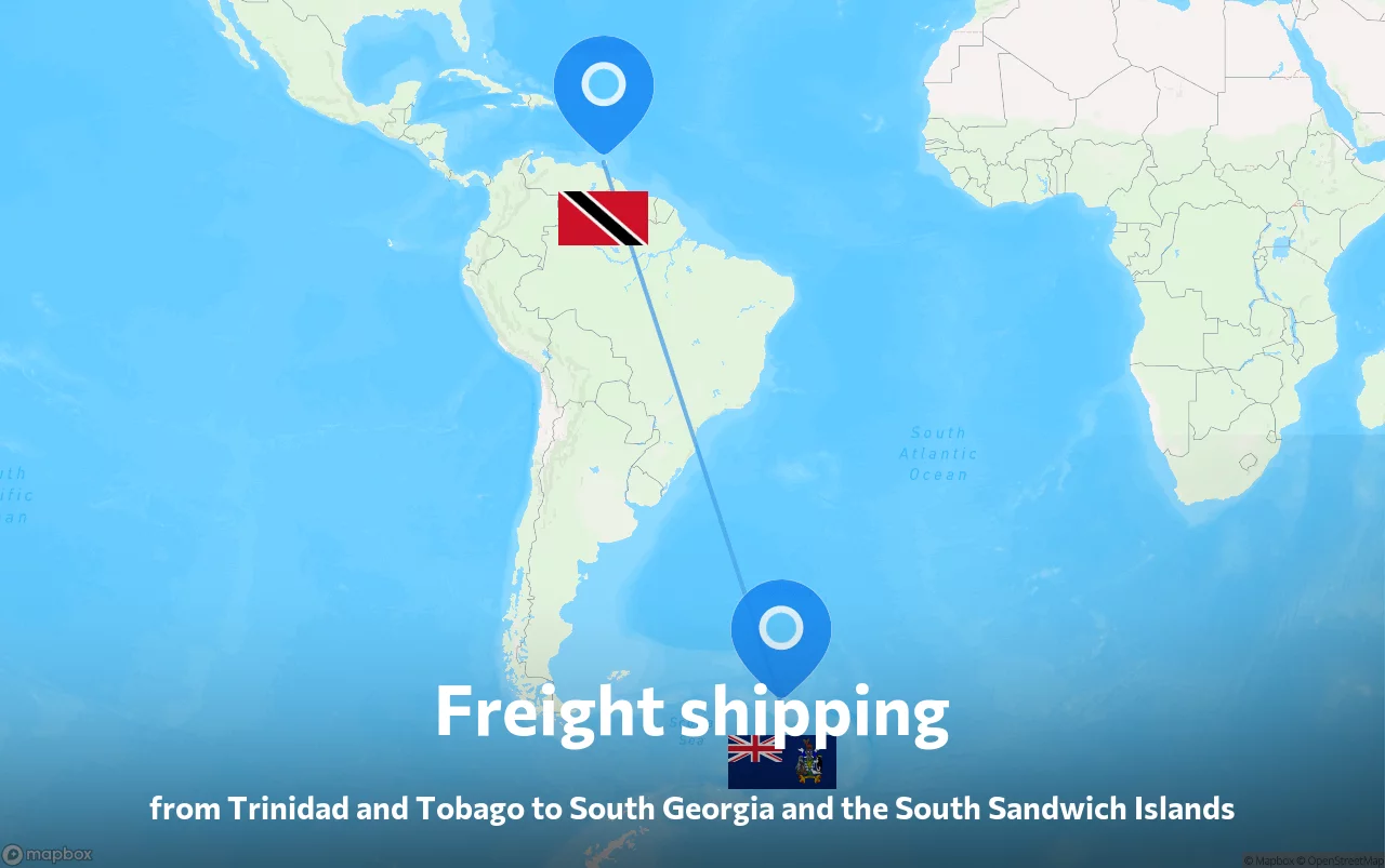 Shipping route from Trinidad and Tobago to South Georgia and the South Sandwich Islands