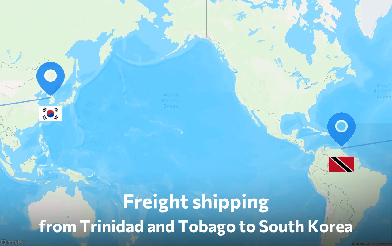 Shipping route from Trinidad and Tobago to South Korea