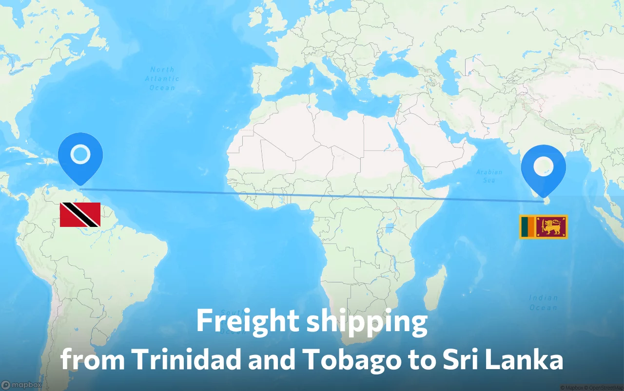 Shipping route from Trinidad and Tobago to Sri Lanka