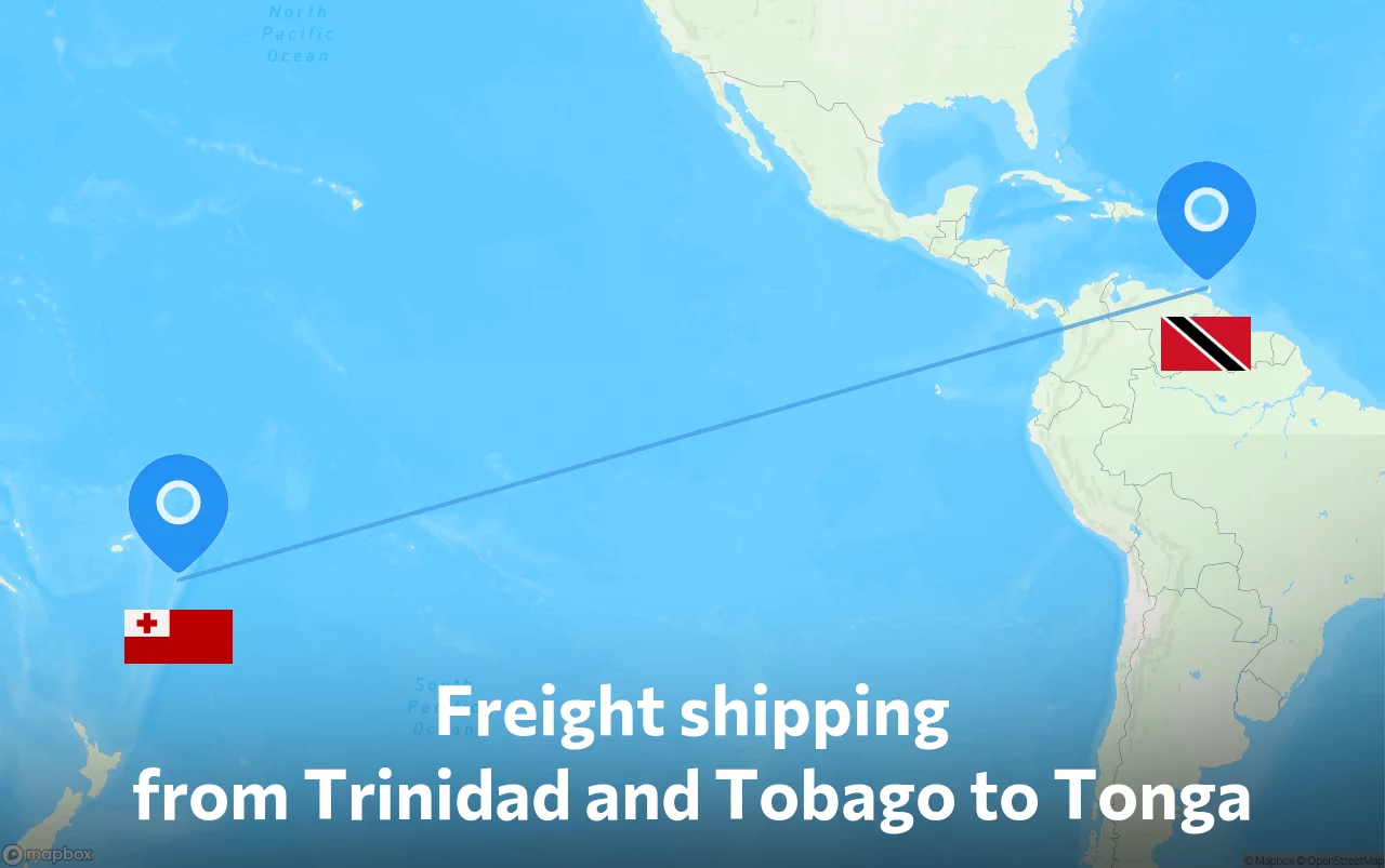 Shipping route from Trinidad and Tobago to Tonga