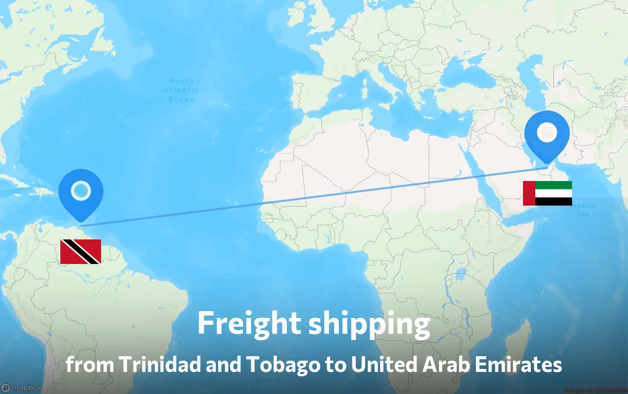 Shipping route from Trinidad and Tobago to United Arab Emirates