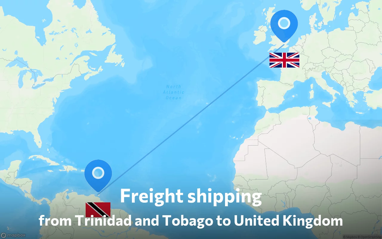Shipping route from Trinidad and Tobago to United Kingdom