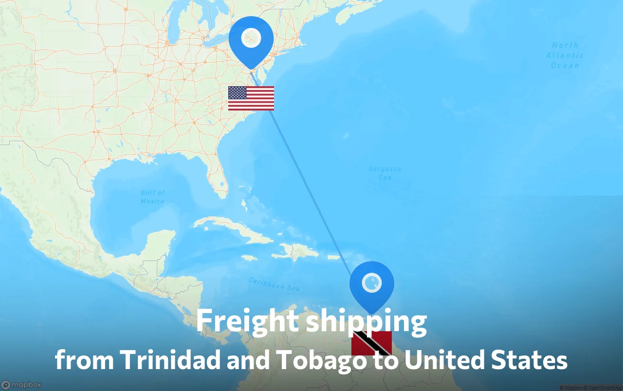 Shipping route from Trinidad and Tobago to United States