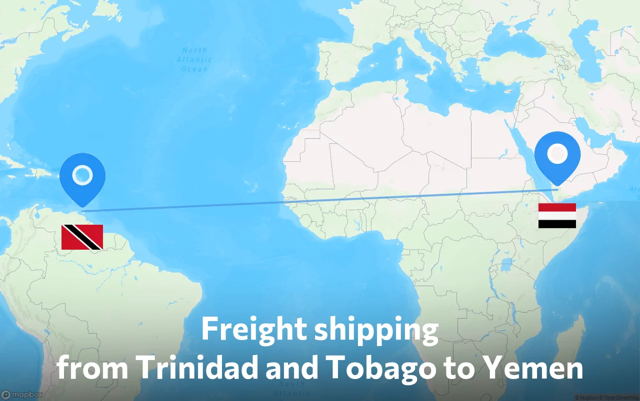 Shipping route from Trinidad and Tobago to Yemen