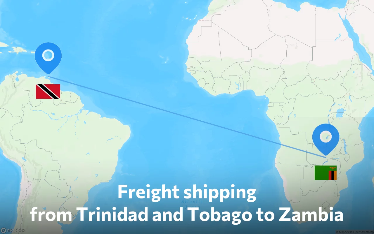 Shipping route from Trinidad and Tobago to Zambia