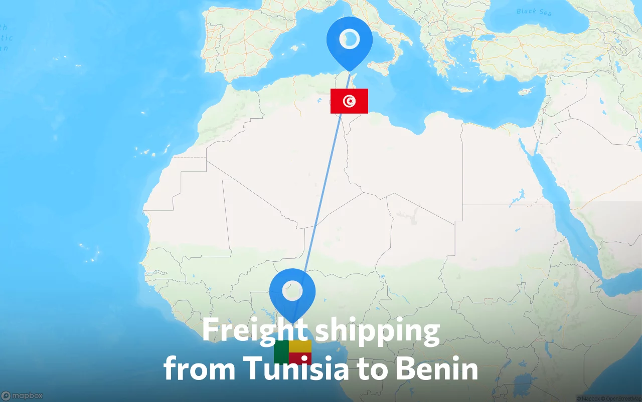 Shipping route from Tunisia to Benin