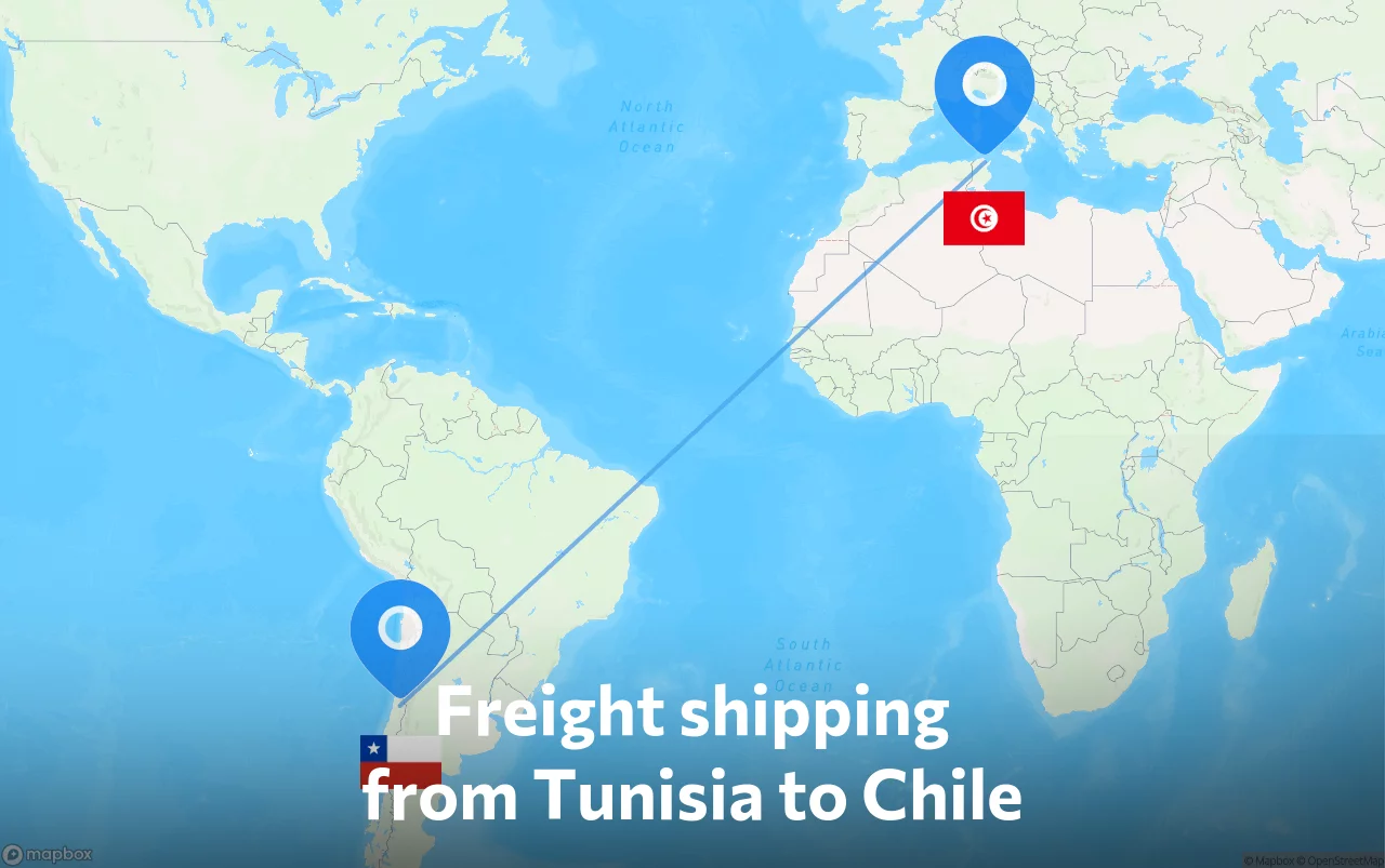 Shipping route from Tunisia to Chile