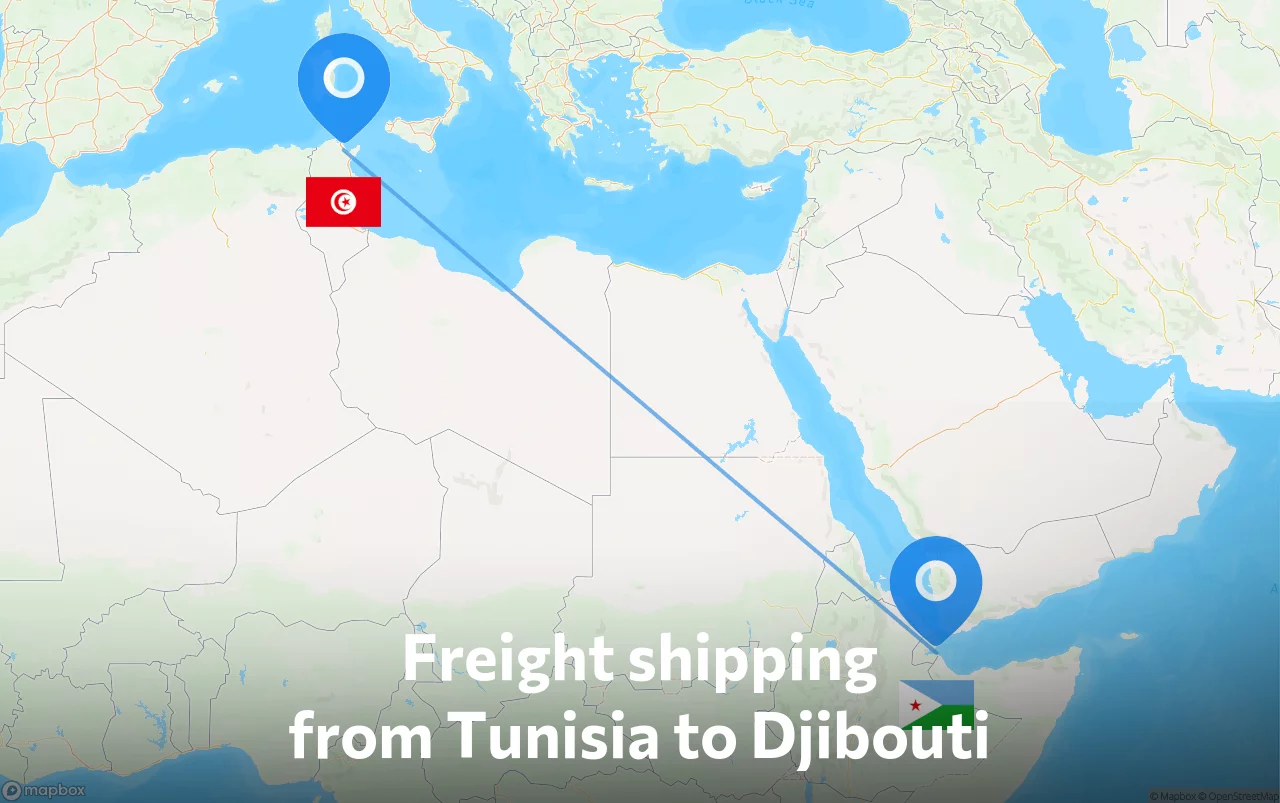 Shipping route from Tunisia to Djibouti