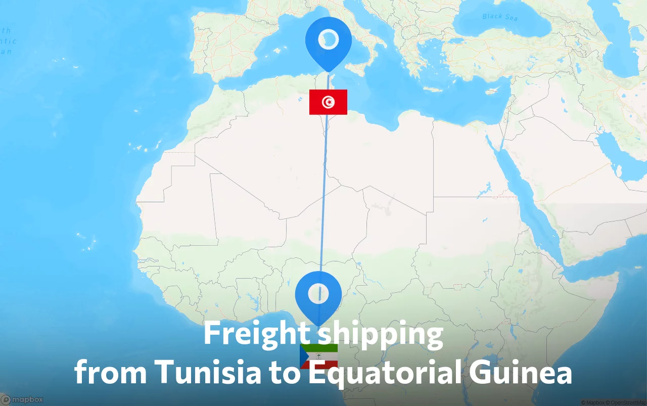 Shipping route from Tunisia to Equatorial Guinea