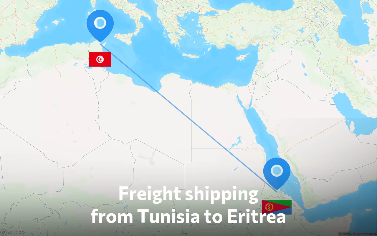 Shipping route from Tunisia to Eritrea