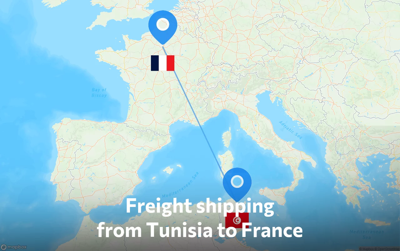 Shipping route from Tunisia to France