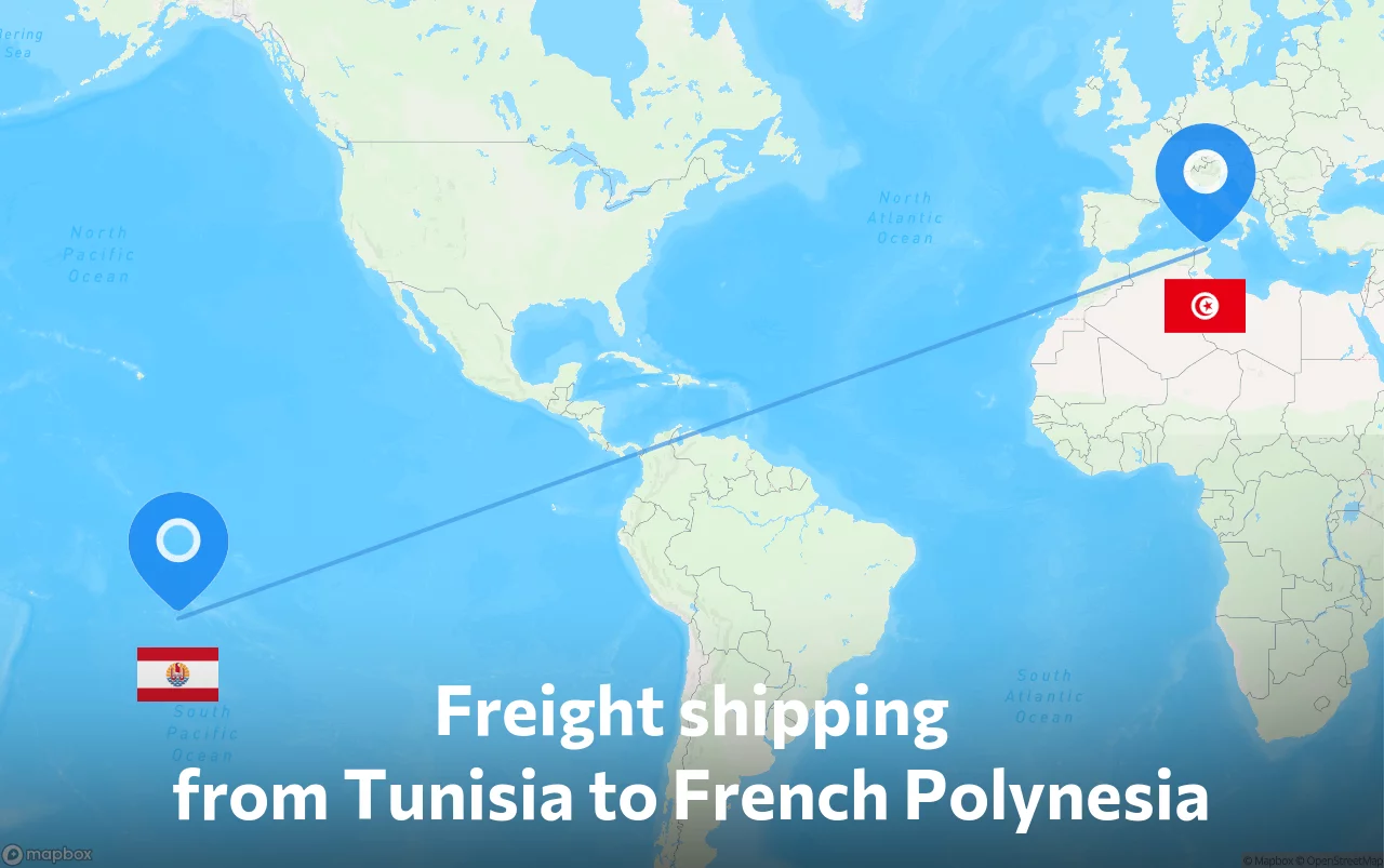 Shipping route from Tunisia to French Polynesia
