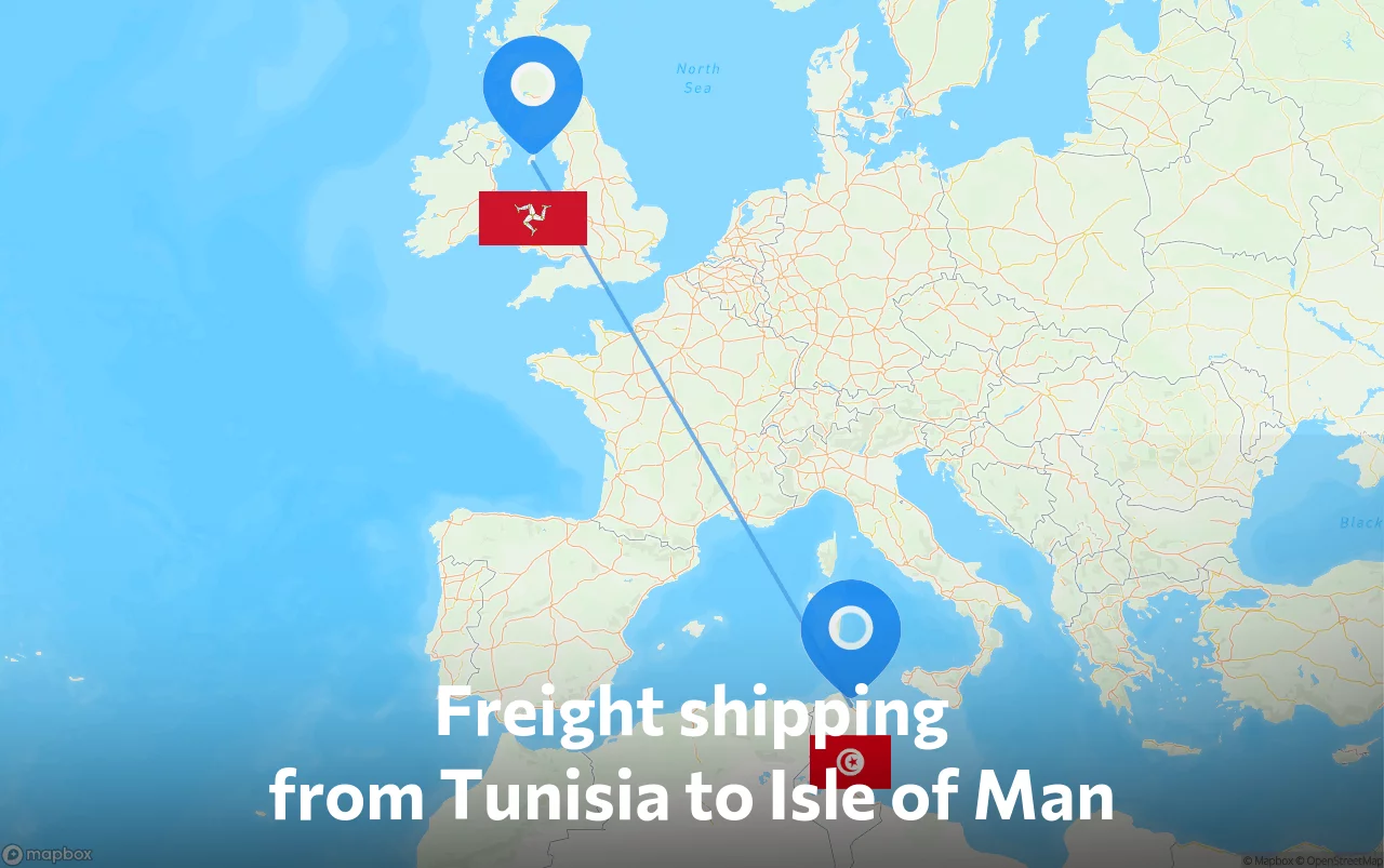 Shipping route from Tunisia to Isle of Man