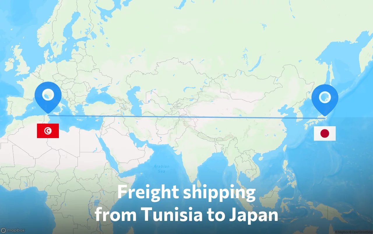 Shipping route from Tunisia to Japan