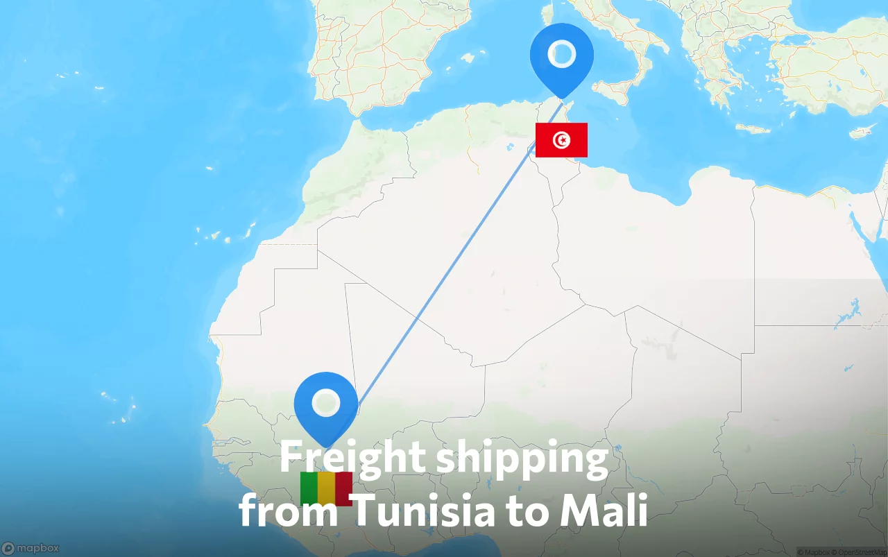 Shipping route from Tunisia to Mali