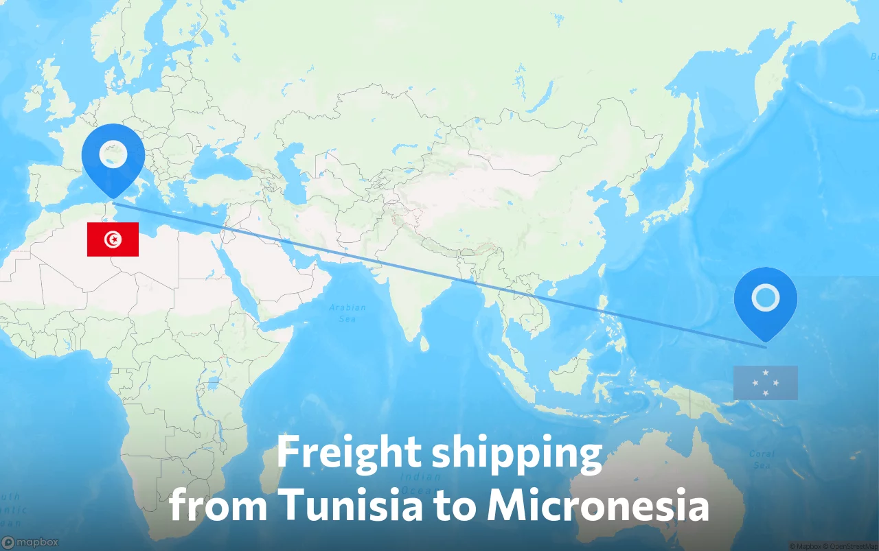 Shipping route from Tunisia to Micronesia