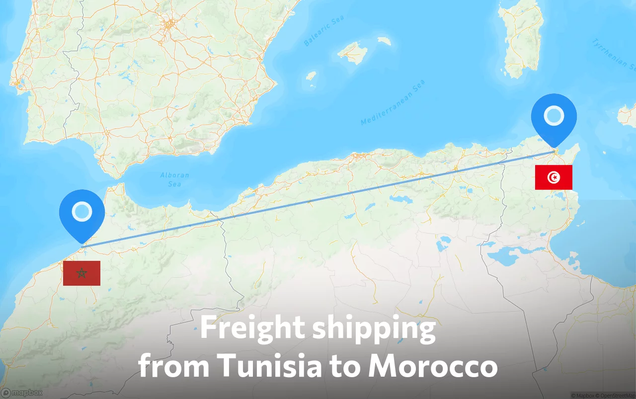 Shipping route from Tunisia to Morocco