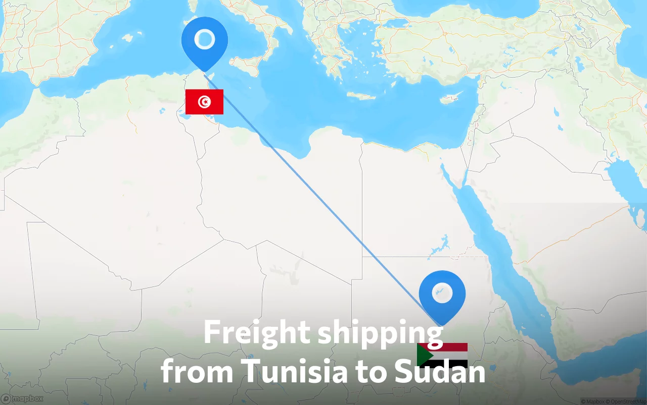 Shipping route from Tunisia to Sudan