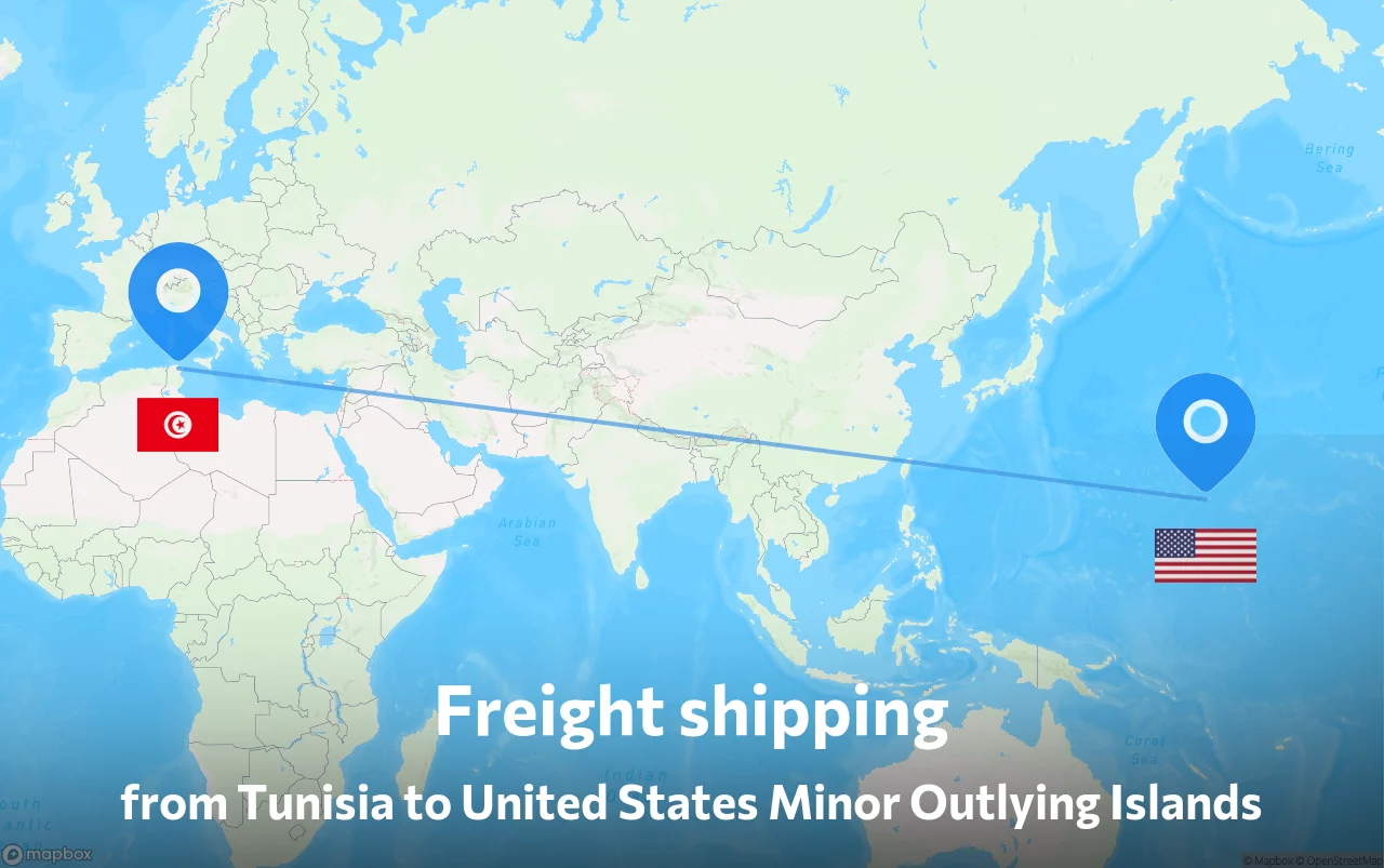 Shipping route from Tunisia to United States Minor Outlying Islands